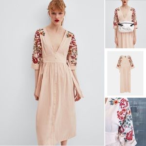 Zara Embroidered Midi Dress